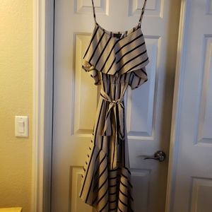 A. Calin Striped Midi  Sundress with belted wair